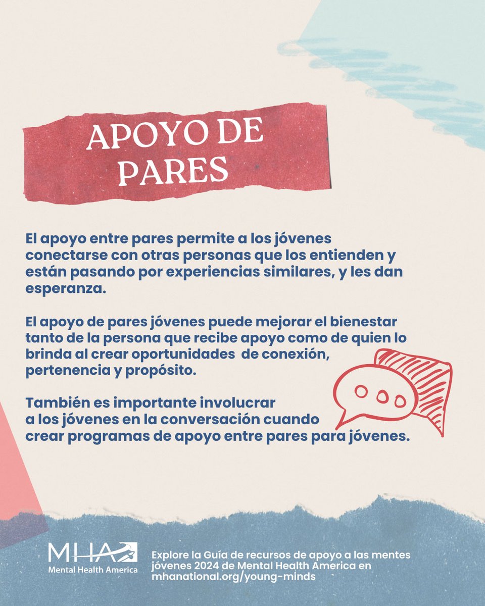 ThrivingMindSF's tweet image. Apoyo a las mentes jóvenes Mental Health America y Thriving Mind ofrecen herramientas para ayudar a los jóvenes, cuidadores, educadores y más.
Para obtener recursos, visite: mhanational.org/young-minds
y
thrivingmind.org/csoc