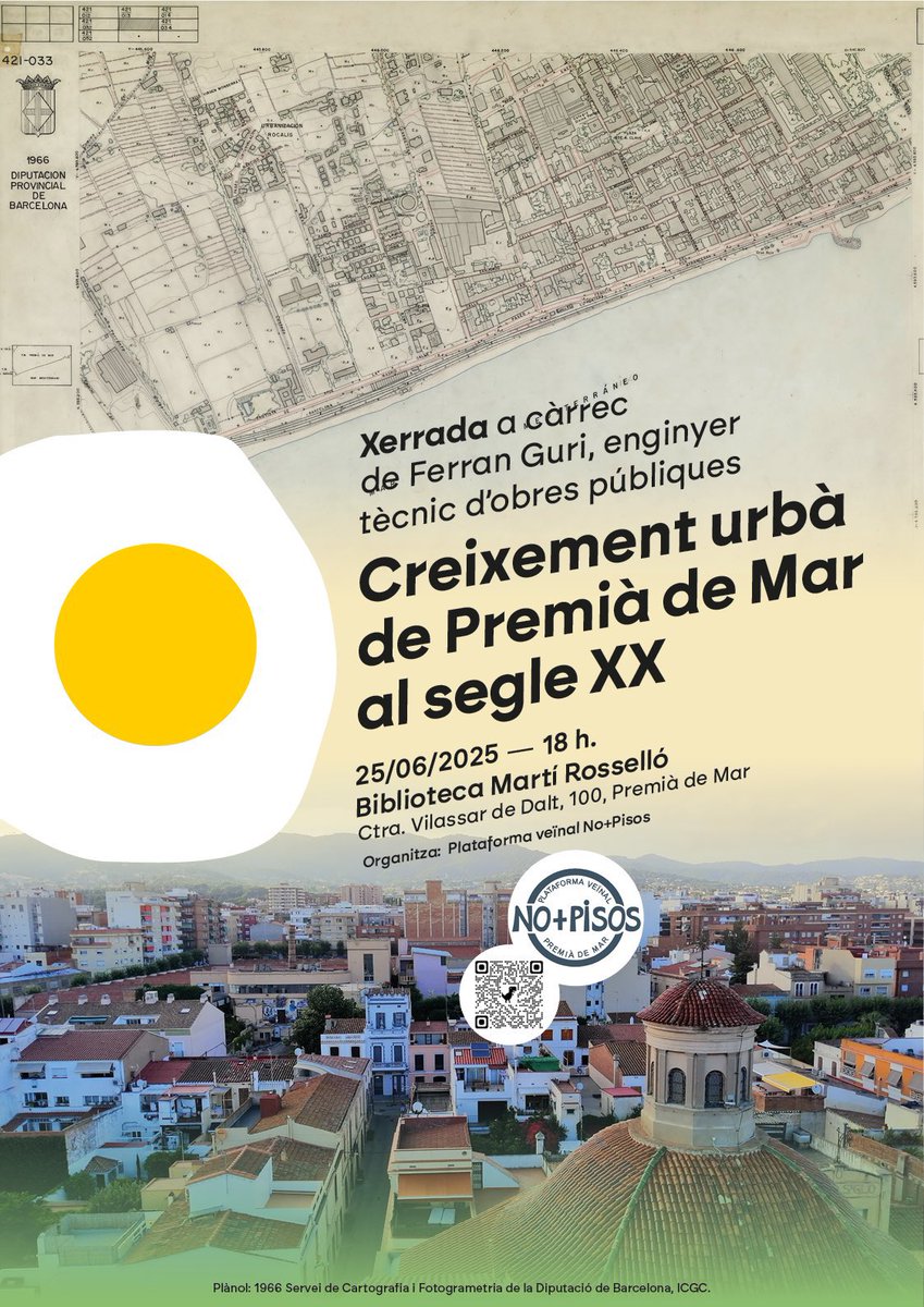 NoMesPisos's tweet photo. Recorda que tenim una cita el dia 25 de juny 😉 
Xerrada 🎙️sobre el creixement urbà de Premià de Mar al s. XX 25 de juny a les 18 a la Biblioteca. El ponent serà Ferran Guri https://t.co/Mu2ndyZm1b