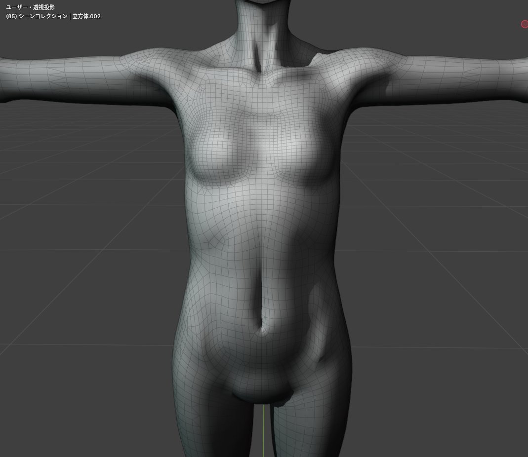 WIP　体の素体だいぶいい感じ！
#Blender #b3d #VRChat #3DCG