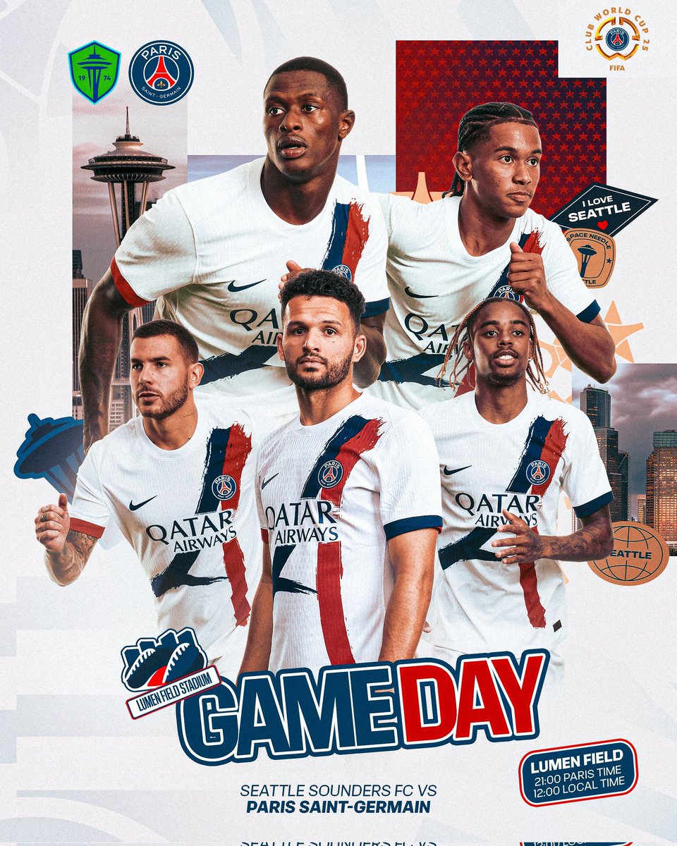 PSGBrasilRJ's tweet image. ⚔️ #FIFACWC : Round 3 

⚽️ PSG vs Seattle Sounders FC
🏟️ Lumen Field 
⌚ 16:00hs🇧🇷
📺 SporTV 2 / CazéTV 

#AllezParis