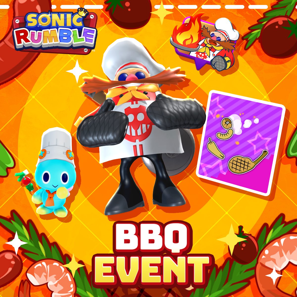 Sonic_Rumble's tweet image. What’s that sizzling?🌭
The BBQ Event is cooking away and you can unlock Sonic’s favorite, the delicious Chilli Dog Buddy! Yummerz😋
Join the party in game now!