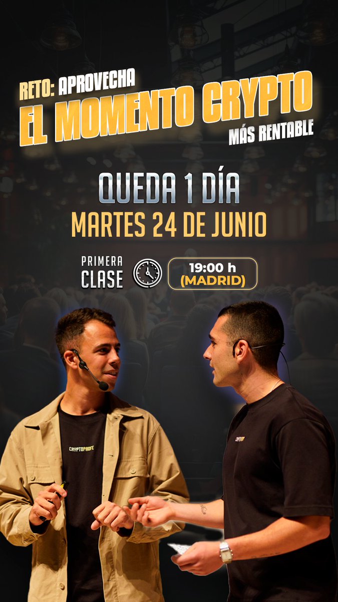 ⚠️ Mañana empiezan las clases 🎓

3 Días de clases exclusivas en directo donde aprenderás de verdad.

Asegura tu plaza ahora:
cryptoprofe.mykajabi.com/registro-reto