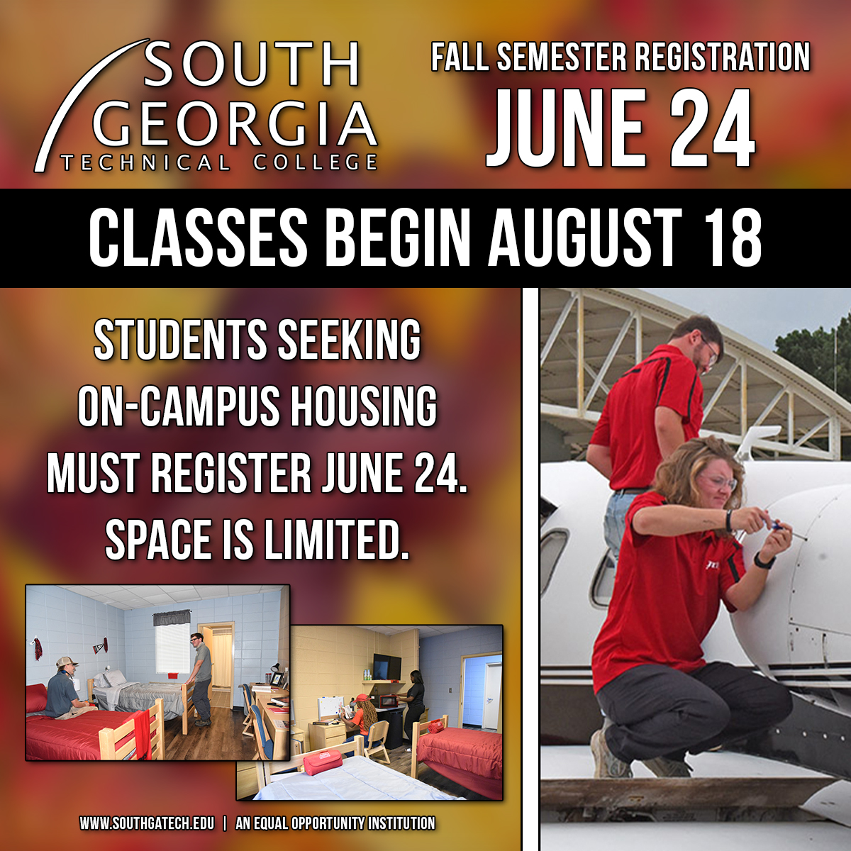 Fall registration at SGTC opens JUNE 24—and it’s the time to secure on-campus housing. 🏠
Classes begin August 18.
Apply today: southgatech.edu
