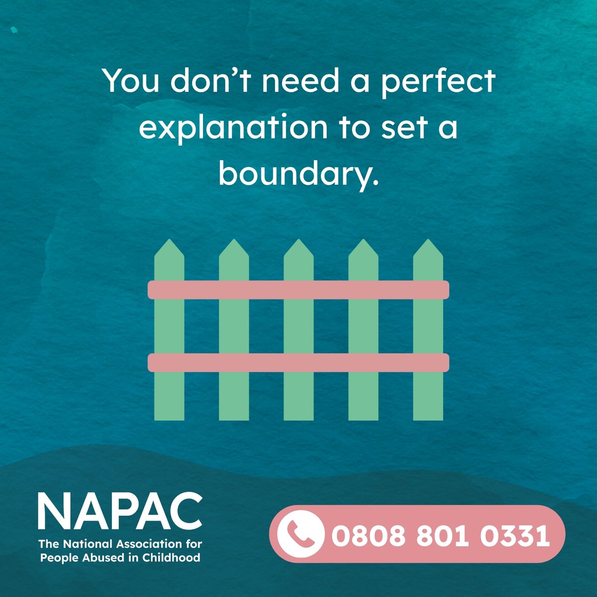 NAPAC's tweet image. You don’t need to justify your boundaries.
You’re allowed to say no. You’re allowed to change your mind.
You know what feels right for you - and what doesn’t.
At NAPAC, we support survivors in reclaiming their voice, their space, and their right to feel safe.

 #NAPAC #Boundaries