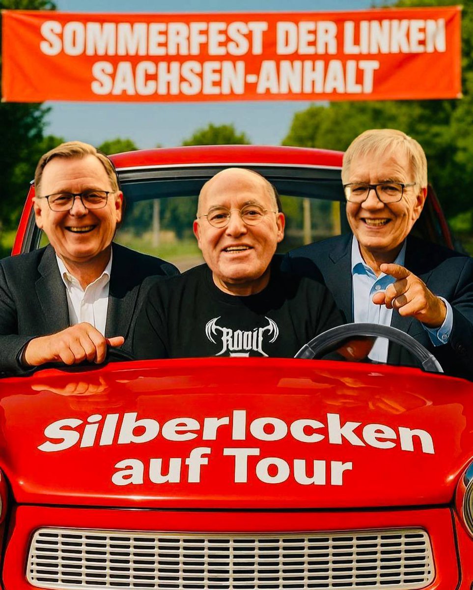 🚗☀️On the Road again. Silberlocken rocken Magdeburg! Morgen zu Besuch bei Linksfraktion Sachsenanhalt. Ab 18 Uhr in der Datsche. Wir freuen uns wie bolle! 😎🥤🌴