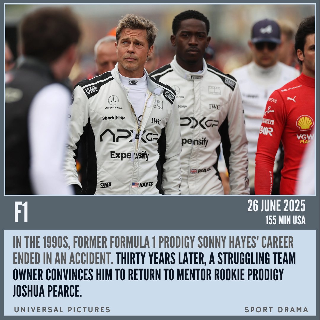 In the 1990s, former Formula 1 prodigy Sonny Hayes' career ended in an accident. Thirty years later, a struggling team owner convinces him to return to mentor rookie prodigy Joshua Pearce.
filmq.com.au/movie/f1-2025

#filmQ #F1 #UniversalPictures