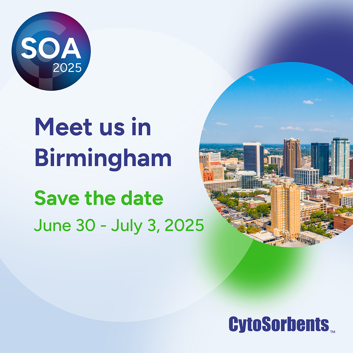 CytoSorbents (@cytosorbents) on Twitter photo Meet CytoSorbents at the SOA25 Congress in Birmingham
📍 Stand No. 26 | June 30 – July 3, 2025
Stop by our booth to meet the team and learn how our innovative technologies are driving better outcomes in critical care. We look forward to engaging discussions!
#SOA25 #CytoSorbents Meet CytoSorbents at the SOA25 Congress in Birmingham
📍 Stand No. 26 | June 30 – July 3, 2025
Stop by our booth to meet the team and learn how our innovative technologies are driving better outcomes in critical care. We look forward to engaging discussions!
#SOA25 #CytoSorbents