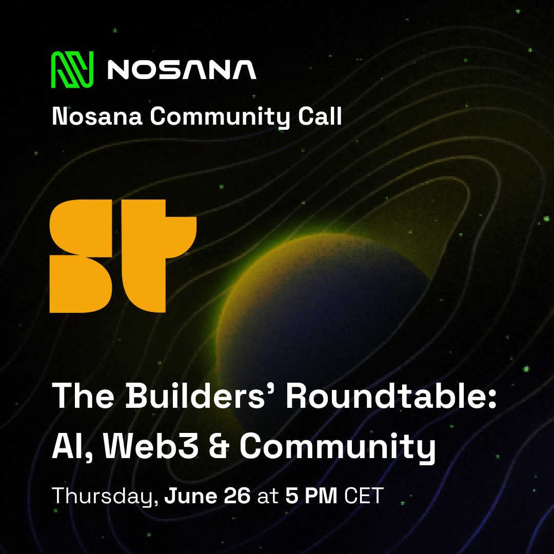 Nosana Monthly Community Call!

We’re sharing monthly updates and joined by @superteambalkan to talk all things Web3, AI, and Community Building.

 ⏰ June 26, 5PM CET

Bring your questions, curiosity, and a friend!

See you on Discord: discord.com/invite/nosana-…