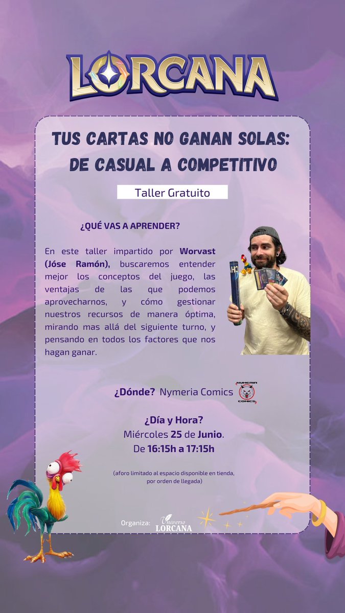 ¡Este miércoles tenemos un taller muy especial en nuestra tienda! 👀
Aprende cómo subir de nivel tu juego en Lorcana de la mano de Universo Lorcana 👈
¡Diversión y aprendizaje asegurados, no te lo pierdas! 😉

#Lorcana #Disney #DisneyLorcana #tcg #juegosdecartas #tradingcardgame