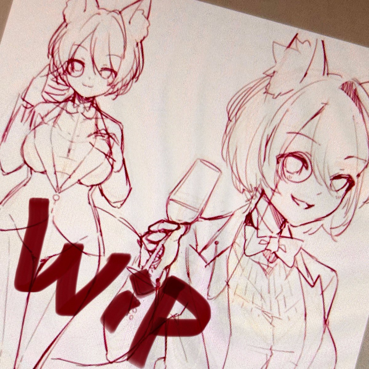 #wip skebの作業してます！！✒️

音沙汰無くて申し訳ない……1ヶ月ぶり？のお絵描きです😹
やっとネットに上げれる物が出来たよ〜〜嬉しいよ〜〜！！！🙌🙌