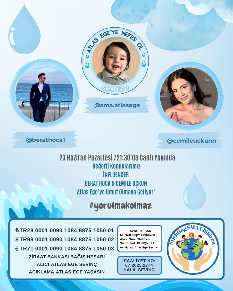 atlasegekazandi's tweet photo. Bugün akşam 21:30'da gerçekleştireceğimiz canlı yayınımıza bekliyoruz 💧
1 💧 = 100₺
#AtlasEgeyeNefesOl
#Yorulmakyok

#tatarlagüçlükktc 
Levent Kırca
Hürmüz
btg savunma
#yks2025
ABD'nin İran
Sınava
Dünya Savaşı
Haliburton
Metro
Kenan Yıldız
Yapyo
Sancho
Mahkumlar NefesAlamıyor https://t.co/eqtDyrvqV6