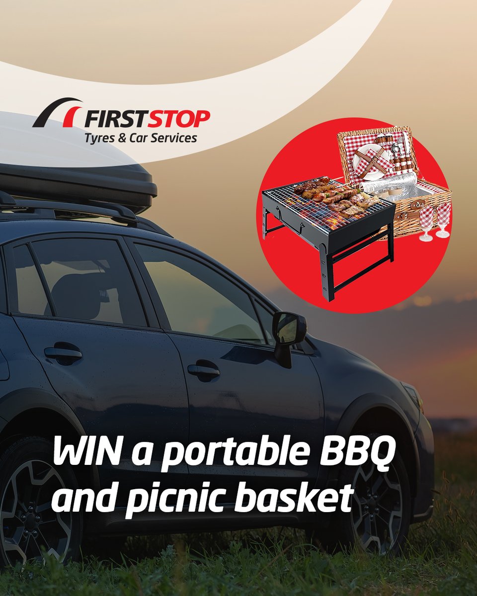 FirstStopTyreUK's tweet photo. Summer’s calling - and we’ve got the perfect road trip giveaway to gear you up!
Win a portable BBQ and picnic hamper, ideal for sunny days and scenic stops.
To enter:
1️⃣ Follow us
2️⃣ Tell us your summer road trip plans in the comments
It’s that simple.
#FirstStop #FirstStopUK #Competition #Giveaway