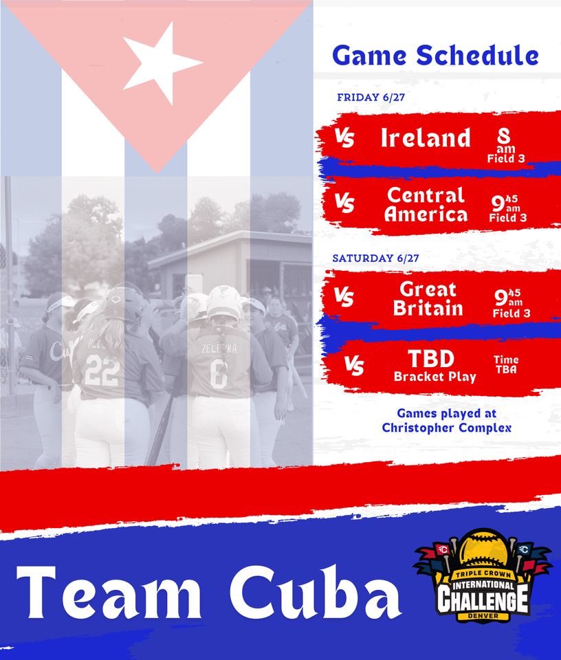 📆 Flying to Colorado on Wednesday for the Triple Crown International Challenge with Team Cuba 🇨🇺 18U. Below is our schedule for the first three days.