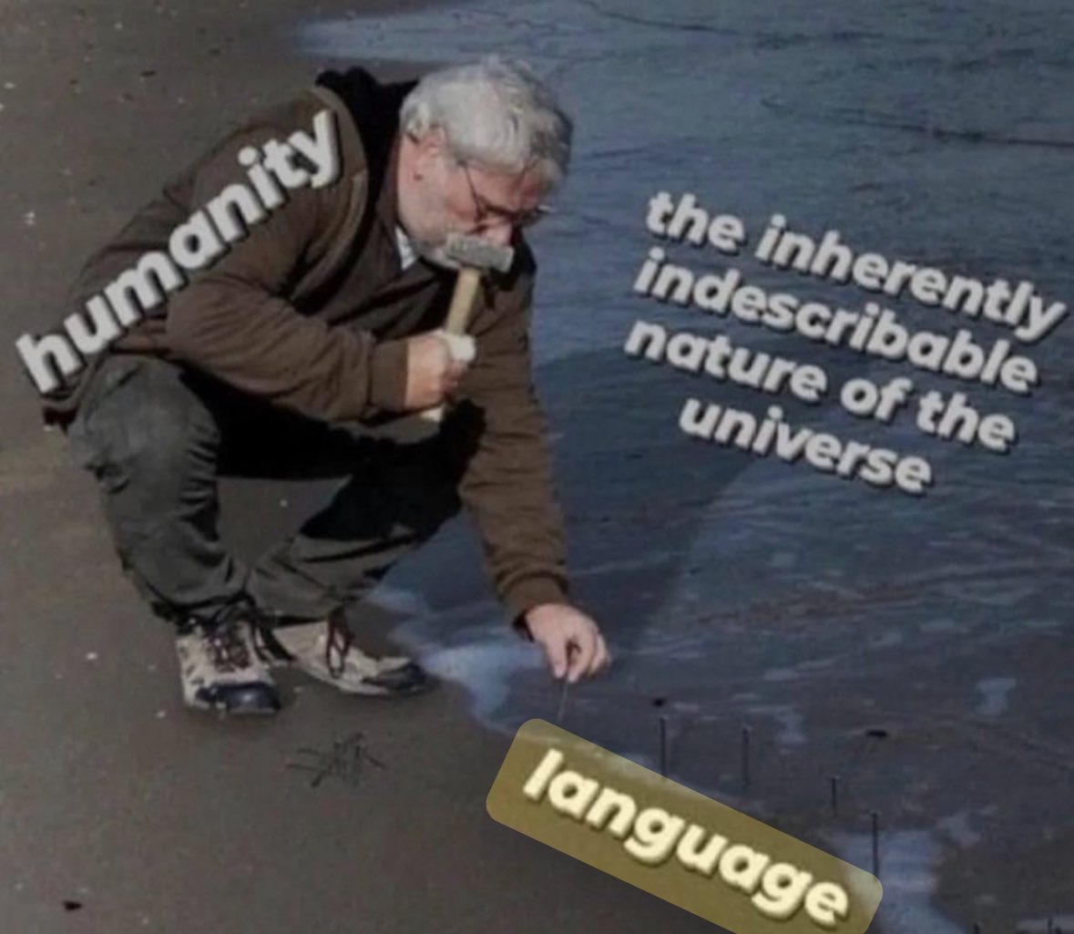 This pic is more often used to point to the ineffable beauty of life, but applies to words like “war” as well.

Language can be twisted, and is. It’s easier to change the meaning of the word (indeed, what law does constantly) than to address the underlying cost of violent acts.