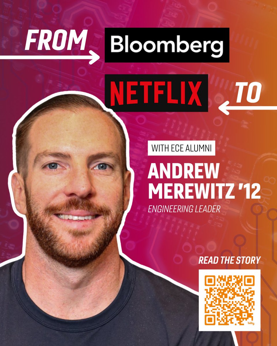 VT_ECE's tweet image. ECE alum Andrew Merewitz has been through it all during his engineering career! 🦃🍎
He fell in love with Virginia Tech from day one, landed a role at Bloomberg, moved on to Amazon, and now leads as an engineering manager at Netflix!
news.vt.edu/articles/2025/…