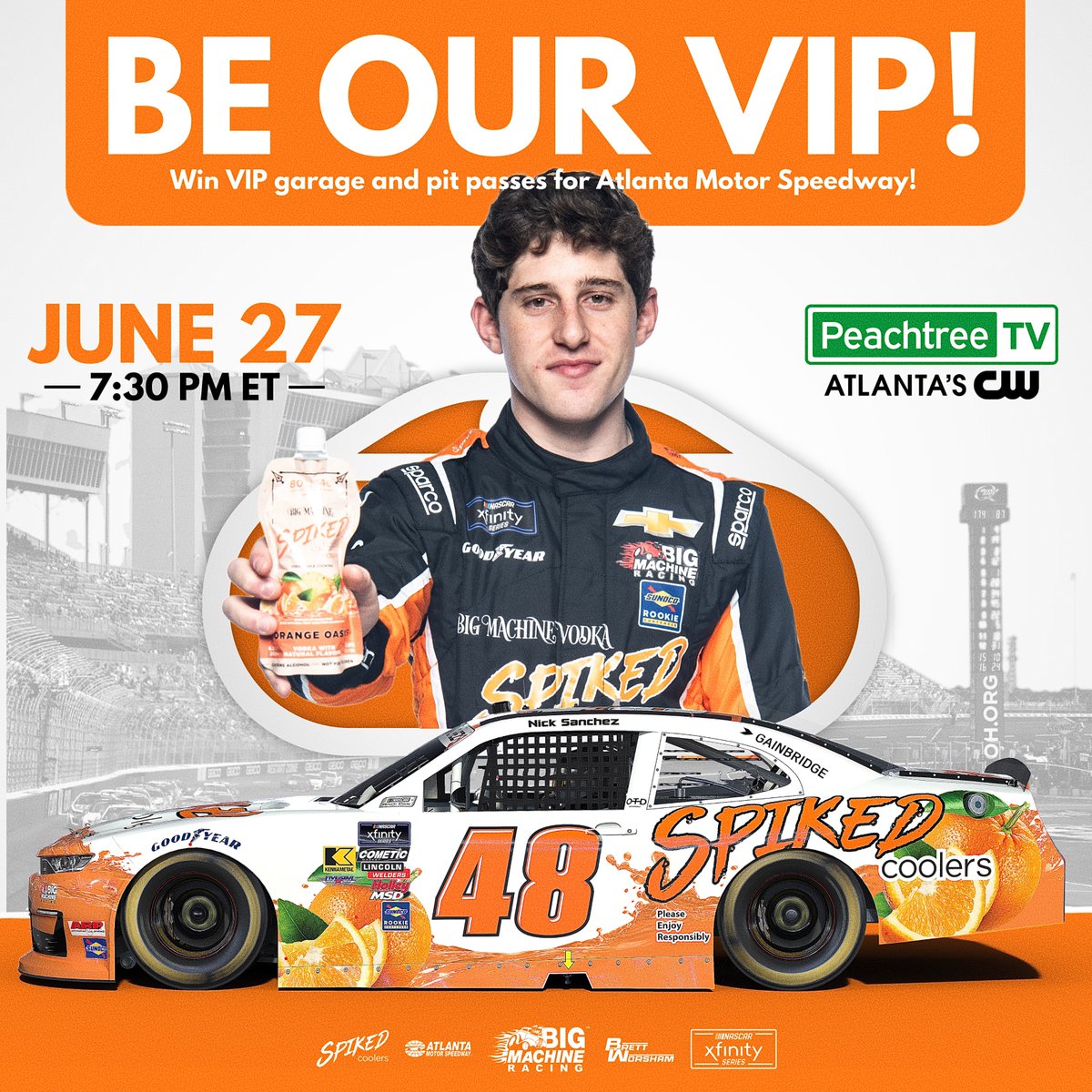 Big Machine Racing (@bigmchnracing) on Twitter photo Wanna be our <a href="/SpikedCoolers/">Spiked Coolers</a> VIP this Friday at Atlanta Motor Speedway with Peachtree TV???
Click here for details:
peachtreetv.com/page/echopark-… Wanna be our <a href="/SpikedCoolers/">Spiked Coolers</a> VIP this Friday at Atlanta Motor Speedway with Peachtree TV???
Click here for details:
peachtreetv.com/page/echopark-…