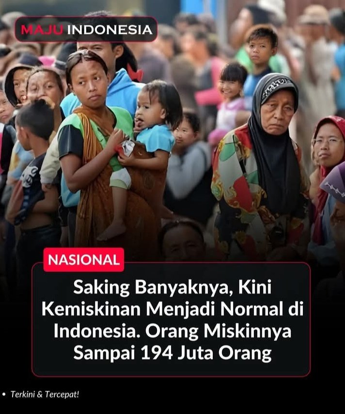 Bagi politisi, kemiskinan merupakan lahan basah yang harus dipertahankan, jika bisa harus terus bertambah, dengan begitu akan mudah meraup suara dari sana.

Jangan tanya gibran tentang 19 juta lapangan kerja yg di janjikan, tanya aja kapan turun bagi bansos.