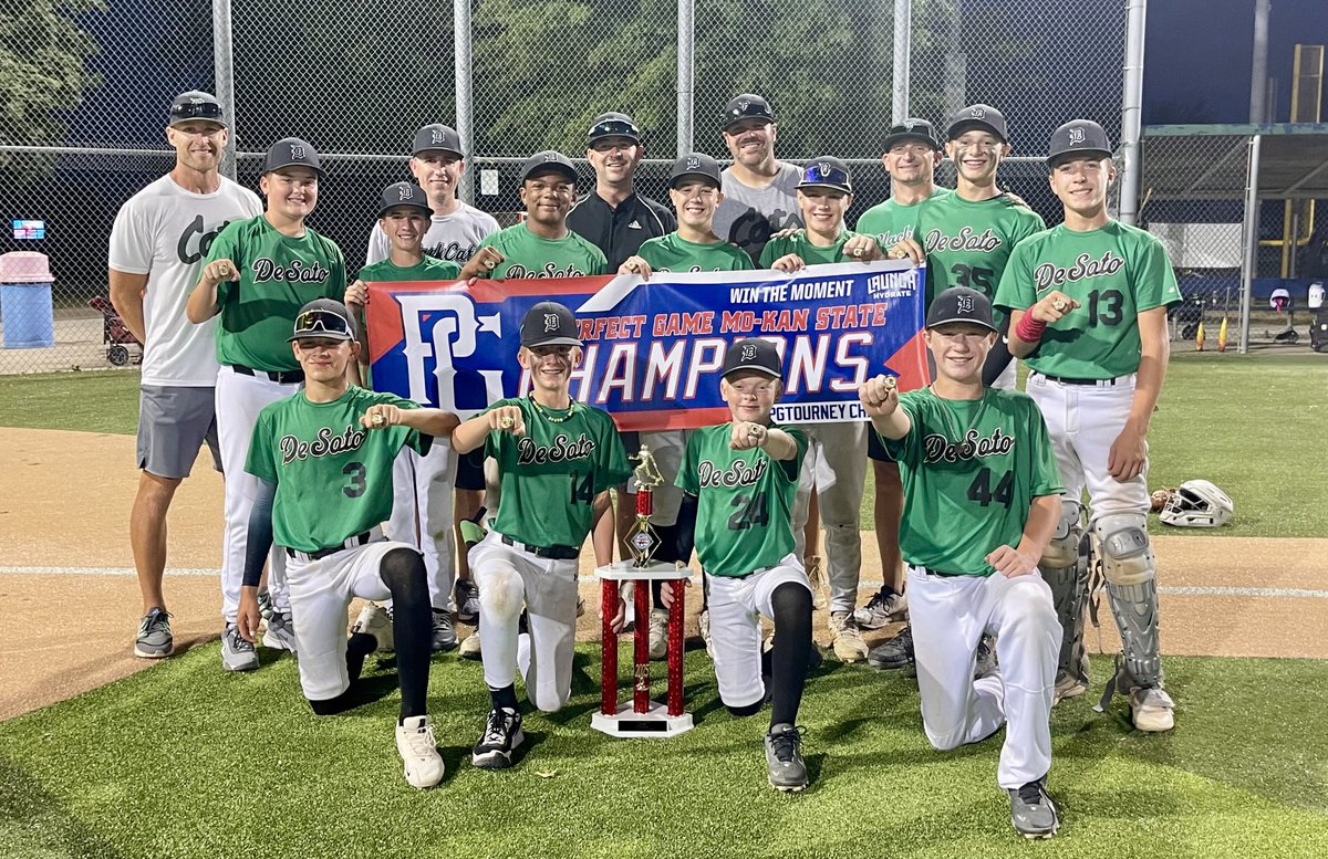 boyera81's tweet photo. 2025 MO-KAN State Champs 13U AAA De Soto Blackcats!!  6-0 on the weekend, 2 walk of wins and some hardware to show for it!  This was a gritty group of young men this weekend. Congrats Blackcats!!
⁦@PGMidwestBB⁩ #blackcatsbaseball https://t.co/8AXAyIy43g