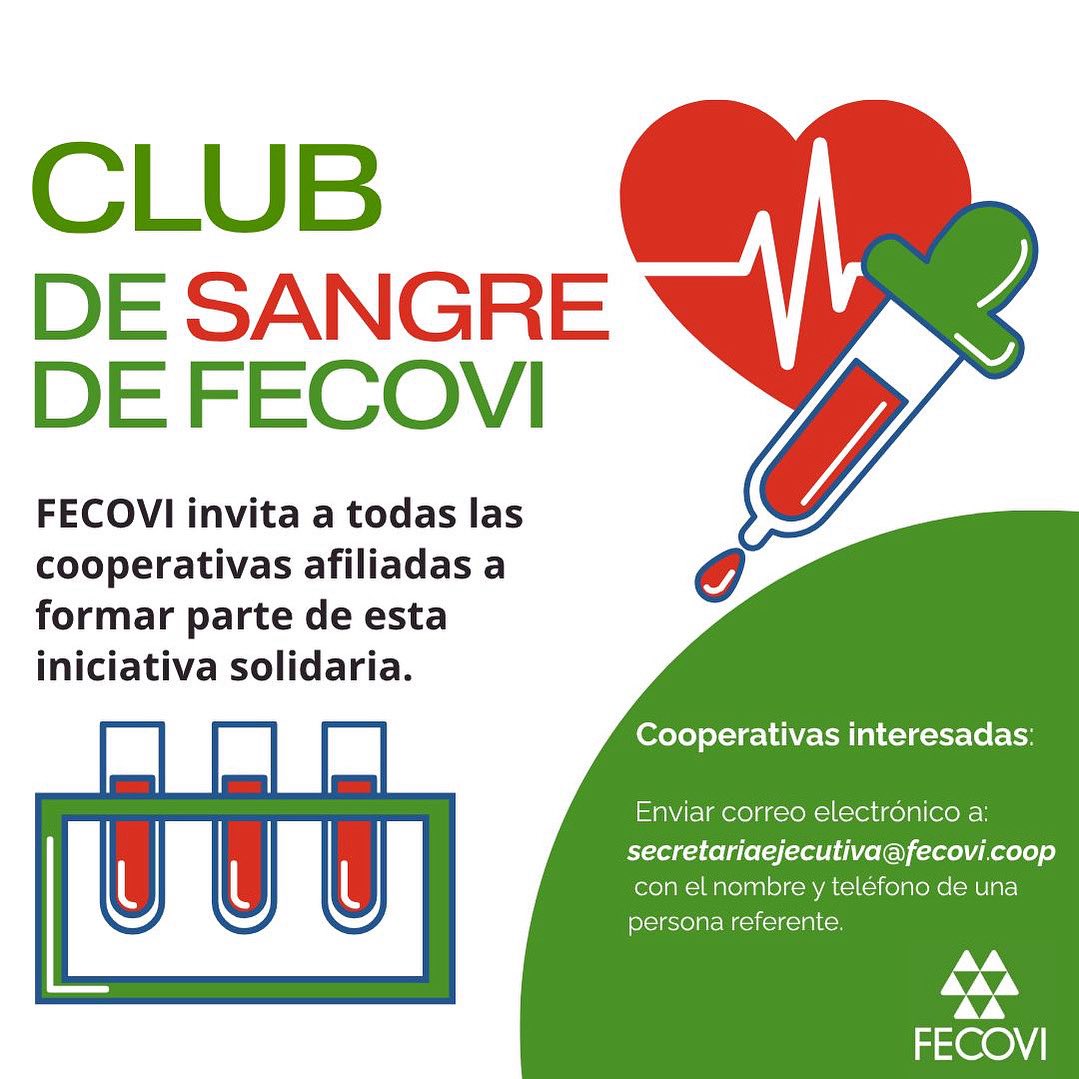 ¿Cómo participar?

Las cooperativas interesadas deberán responder al correo: 
📧 secretariaejecutiva@fecovi.coop
✉️ Manifestando su interés en integrar el Club de Sangre de FECOVI.

👤 Designando a una persona referente
📞 Incluir nombre completo y número de teléfono de contacto