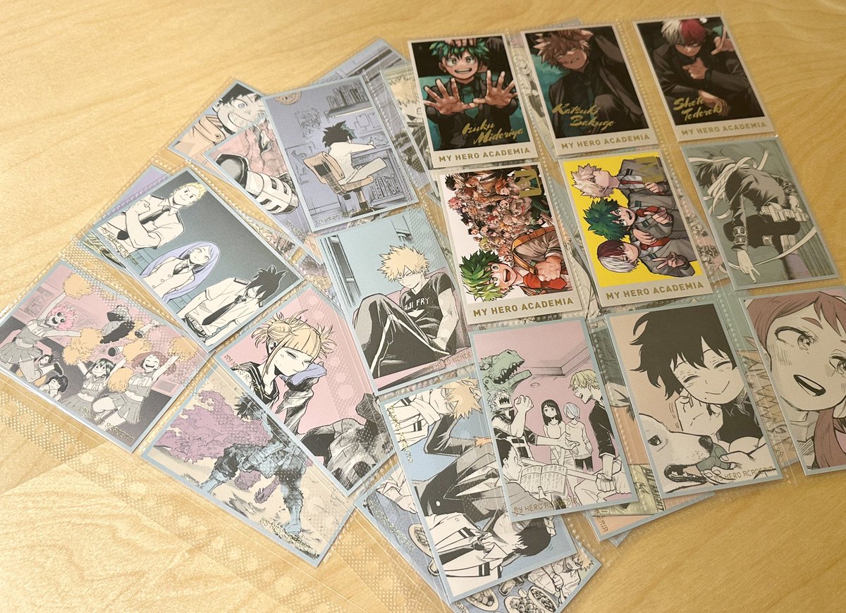 N_tycity's tweet photo. ぴったり収納好きでメモリアルコレクションの9ポケットリフィル探してる人へ

ヒロアカ原画展のものもこの組み合わせでぴったりです

リフィル→ラルピラルさん
スリーブ→袋の王国　s6.5×10.2
※2段目がキチキチなので調整してください https://t.co/K0MJjqW0kq