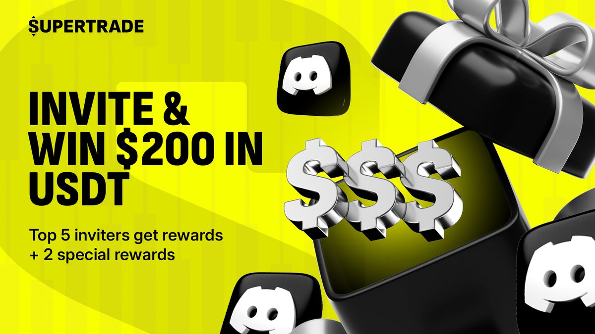 🚨 DISCORD INVITE CONTEST: $200 IN #PRIZES!

From June 23–30, invite your friends to our Supertrade Discord and climb the leaderboard ✨

💰 Prize pool: $150 in #USDT for the top 5 inviters!

🎉 Plus, 2 random users who buy any #Supertrade challenge during the contest will win