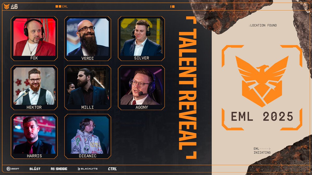 Rainbow Six Esports DE 🇩🇪 (@r6esportsde) on Twitter photo Besser spät als nie!
Hier sind unsere wunderbaren Talents für die EML Stage 1:
<a href="/AgOnYr6s/">AgOnY</a> <a href="/harrisr6s/">Ihno "Harris" Kampen</a> <a href="/verdipwnz/">Marius Lauer</a> <a href="/MilliTheKid_/">MilliTheKid</a> <a href="/silver219_/">Riccardo "silver219" M.</a> <a href="/HektorCast/">Maximilian 'Hektor' S.</a> <a href="/Der_F0X/">Der Fox</a> <a href="/dieanic/">Dieanic</a>
Schaltet ein auf: twitch.tv/Rainbow6DE
Wer sichert sich die Punkte für das München Major? 🏆 Besser spät als nie!
Hier sind unsere wunderbaren Talents für die EML Stage 1:
<a href="/AgOnYr6s/">AgOnY</a> <a href="/harrisr6s/">Ihno "Harris" Kampen</a> <a href="/verdipwnz/">Marius Lauer</a> <a href="/MilliTheKid_/">MilliTheKid</a> <a href="/silver219_/">Riccardo "silver219" M.</a> <a href="/HektorCast/">Maximilian 'Hektor' S.</a> <a href="/Der_F0X/">Der Fox</a> <a href="/dieanic/">Dieanic</a>
Schaltet ein auf: twitch.tv/Rainbow6DE
Wer sichert sich die Punkte für das München Major? 🏆