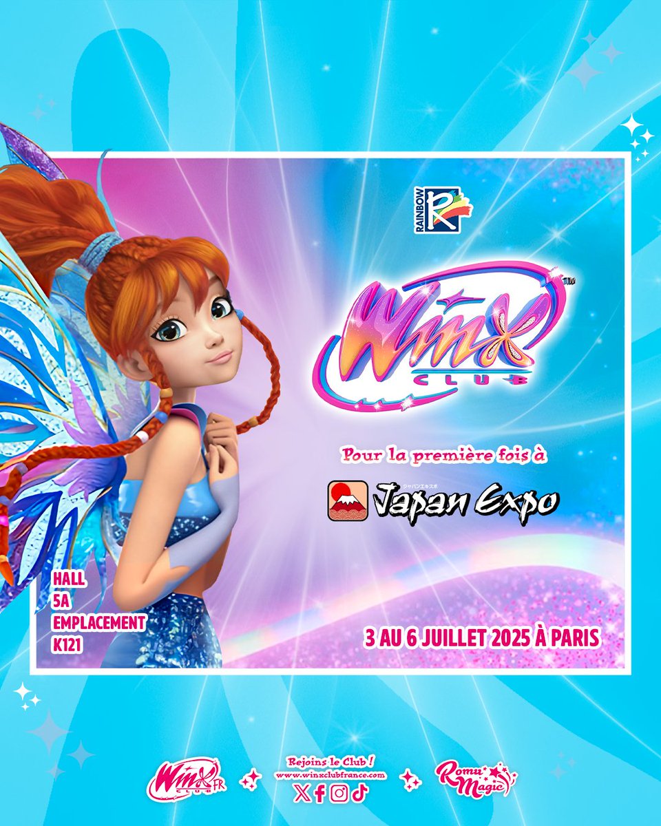 🧚‍♀️ Pour la première fois, Winx Club sera présent à Japan Expo 2025 !

📍 Hall 5A – Emplacement K121
📅 Du 3 au 6 juillet à Paris Nord Villepinte
Animations, surprises &amp; magie au rendez-vous ✨

#WinxClub #JapanExpo2025 <a href="/RomuMagic/">Romuald 🦋</a>