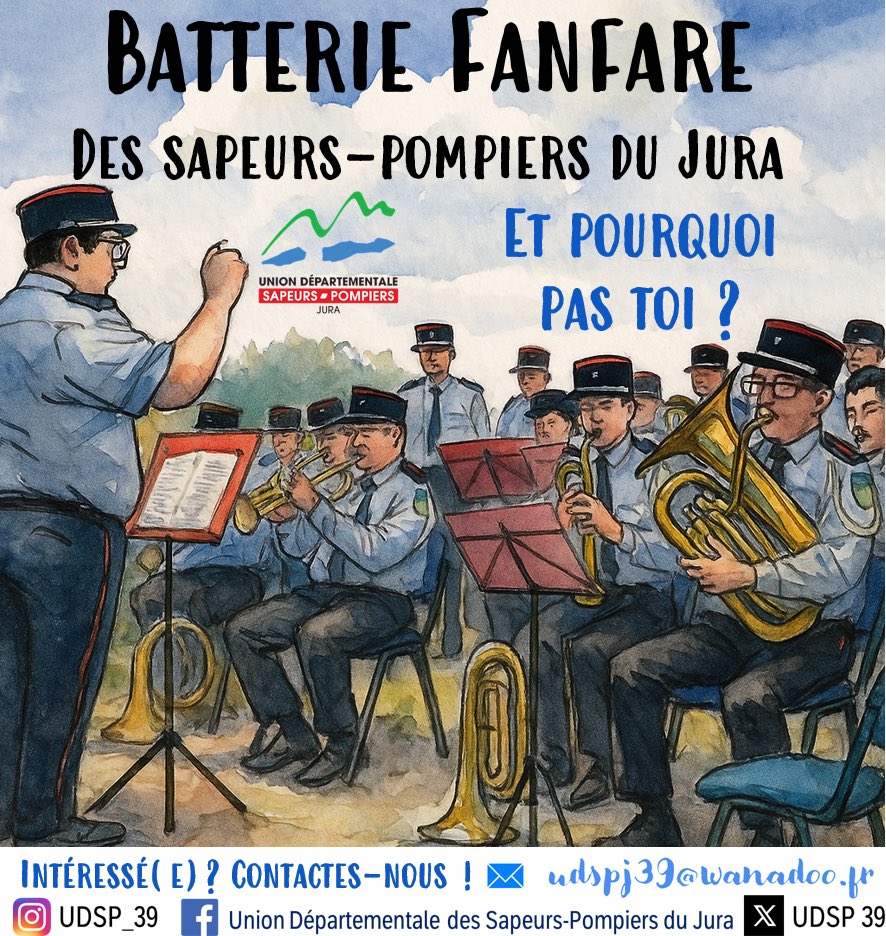 UDSP 39 (@udsp_39) on Twitter photo #Batteriefanfare 🚒| Tu es musicien ? Tu es jurassien ? Tu es motivé ? Tu veux intégrer la Batterie Fanfare des <a href="/PompiersFR/">Pompiers de France</a> du Jura !? Contact : udspj39@wanadoo.fr 👌🏻 <a href="/guyon_j/">GUYON Jérôme</a> <a href="/ClmentComte1/">Clément Comte</a> <a href="/Rondot_Raphael/">Raphaël Rondot</a> <a href="/RICHARD_Sy25/">RICHARD Sylvain</a> <a href="/Prefet39/">Préfet du Jura</a> <a href="/BoslandJP/">Jean-Paul Bosland</a> <a href="/eleonore_vrmr/">eleonore</a> <a href="/phuguenet/">Philippe Huguenet</a> <a href="/BoslandJP/">Jean-Paul Bosland</a> #Batteriefanfare 🚒| Tu es musicien ? Tu es jurassien ? Tu es motivé ? Tu veux intégrer la Batterie Fanfare des <a href="/PompiersFR/">Pompiers de France</a> du Jura !? Contact : udspj39@wanadoo.fr 👌🏻 <a href="/guyon_j/">GUYON Jérôme</a> <a href="/ClmentComte1/">Clément Comte</a> <a href="/Rondot_Raphael/">Raphaël Rondot</a> <a href="/RICHARD_Sy25/">RICHARD Sylvain</a> <a href="/Prefet39/">Préfet du Jura</a> <a href="/BoslandJP/">Jean-Paul Bosland</a> <a href="/eleonore_vrmr/">eleonore</a> <a href="/phuguenet/">Philippe Huguenet</a> <a href="/BoslandJP/">Jean-Paul Bosland</a>