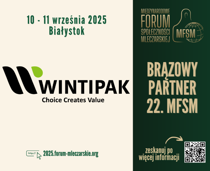 Z przyjemnością informujemy, że partnerem 22. Międzynarodowego Forum Społeczności Mleczarskiej została firma <a href="/WINTIPAK/">WINTIPAK</a> !
To ceniony dostawca nowoczesnych rozwiązań pakujących dla branży mleczarskiej.🌱

Cieszymy się, że WINTIPAK wspiera nasze Forum!

📅 10–11 września 2025 r.