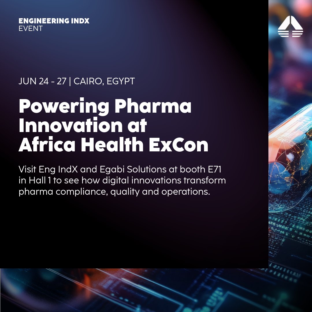 Engineering Industries eXcellence (@engineeringindx) on Twitter photo Heading to Africa Health ExCon 2025? Visit our booth with Egabi Solutions to explore #pharma traceability, digital #manufacturing and #AI innovation. 💊✅
Learn more: indx.com/en/event-items…
<a href="/EngineeringSpa/">ENGINEERING GROUP</a> @EngineeringBr Heading to Africa Health ExCon 2025? Visit our booth with Egabi Solutions to explore #pharma traceability, digital #manufacturing and #AI innovation. 💊✅
Learn more: indx.com/en/event-items…
<a href="/EngineeringSpa/">ENGINEERING GROUP</a> @EngineeringBr