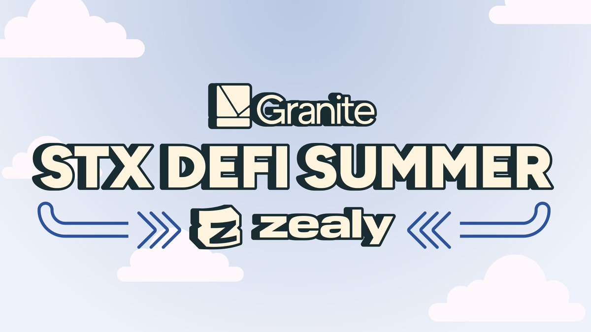 Granite is joining STX DEFI SUMMER 🎢

<a href="/Stacks/">stacks.btc</a> is launching the largest Zealy campaign EVER. The event kicks off TODAY with 50,000 STX in prizes, plus limited edition NFTs, XP, and more. Hundreds will win! 🏅

Join now: stxdefi.com