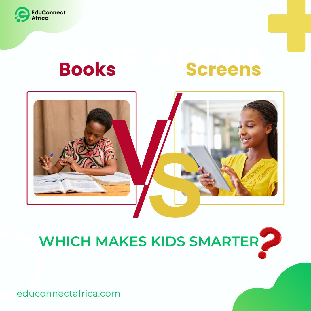 EduconnectAfr's tweet photo. Books 📚 vs Screens 📱 — Which one grows your child’s brain?
🧠 Reading = focus, empathy, creativity
📱 Screens = short bursts of fun
Balance is key.
💬 How do you mix both in your home or class?
#EduConnectAfrica #SmartKidsRead #BooksVsScreens #ParentingTips #EduReadChallenge https://t.co/Y6VAjn3jcb