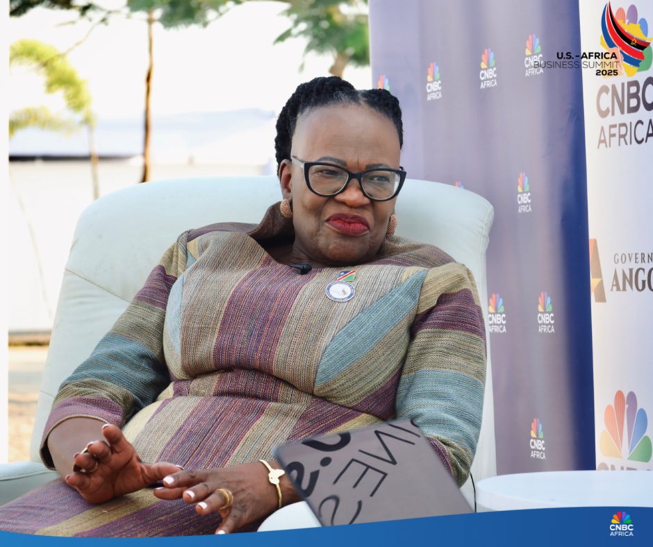 [EVENT] On the ground in Luanda 🇦🇴#USAfricaBizSummit2025

CNBC Africa’s Nastassia Arendsen sat down with Hon. Selma Ashipala-Musavyi, Namibia’s Minister of International Relations and Trade, during Closing Bell.

They discussed growing interest from US-based companies in