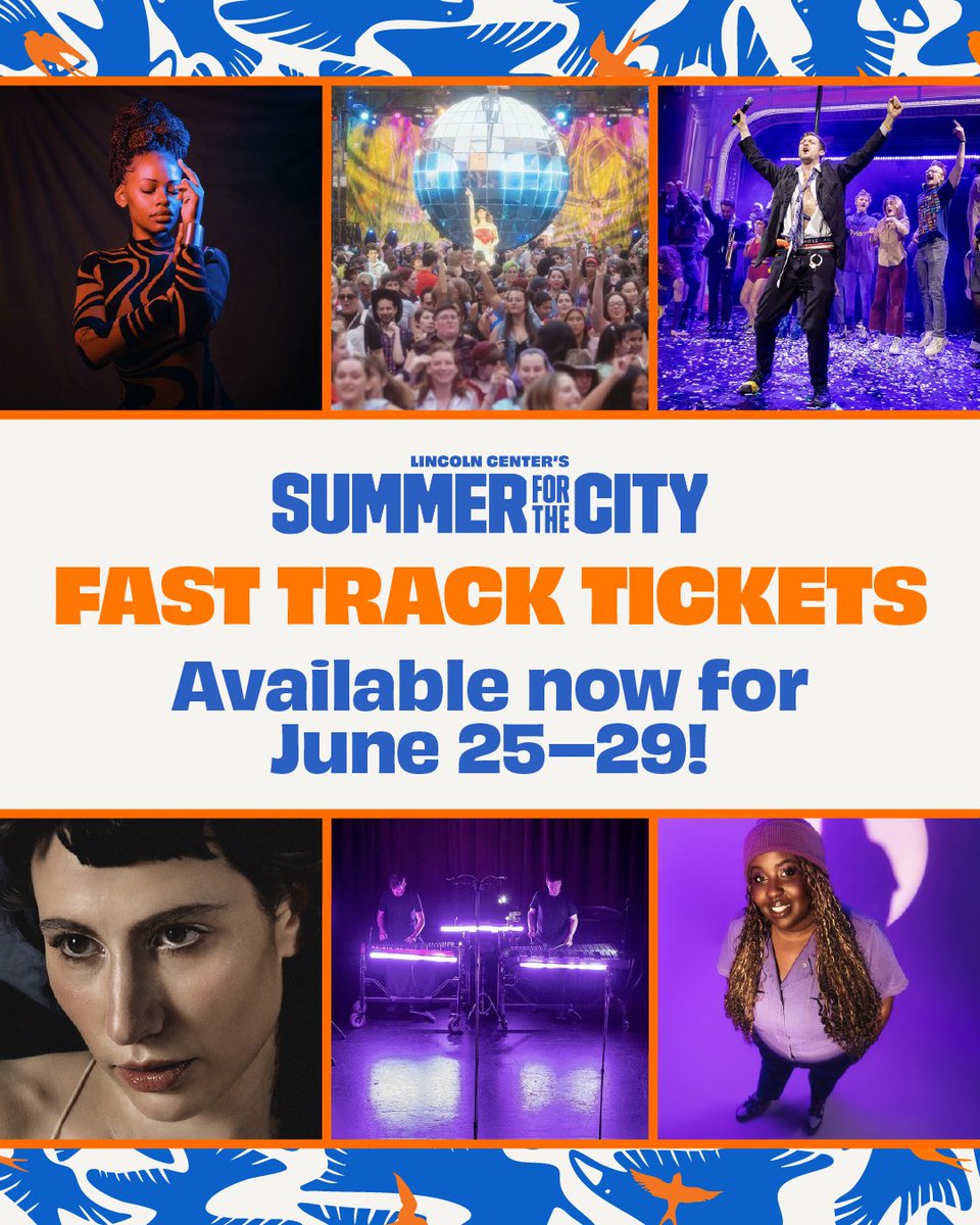 Fast Track tickets for this week's FREE #SummerForTheCity events are available NOW at LincolnCenter.org/FastTrack! 🪩 🎶 

🎟️ Fast Track tix give you access to the priority entry line but are not required. These events have plenty of first-come, first-served general admission spots.