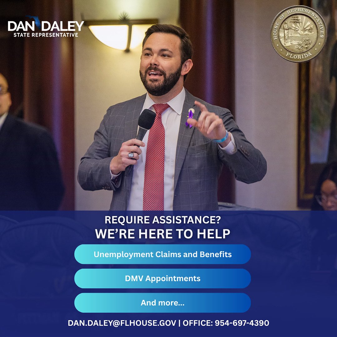 RepDanDaley's tweet image. Need help with DMV appointments, unemployment benefits, or other state services? Our office can connect you with the right state agencies and support. Please reach out by email or phone—we’re here and happy to help!