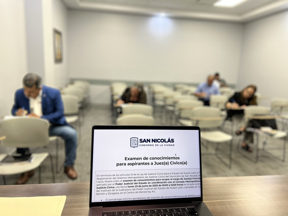 ConsejoSMJC's tweet photo. En coordinación con el @poderjudicialnl a través del Instituto de la Judicatura, el día hoy iniciamos con la aplicación del examen de conocimientos para aspirantes a Juez o Jueza Cívico(a) del municipio de @GobSanNicolas 

#JusticiaCívica https://t.co/jezd4N4OvY