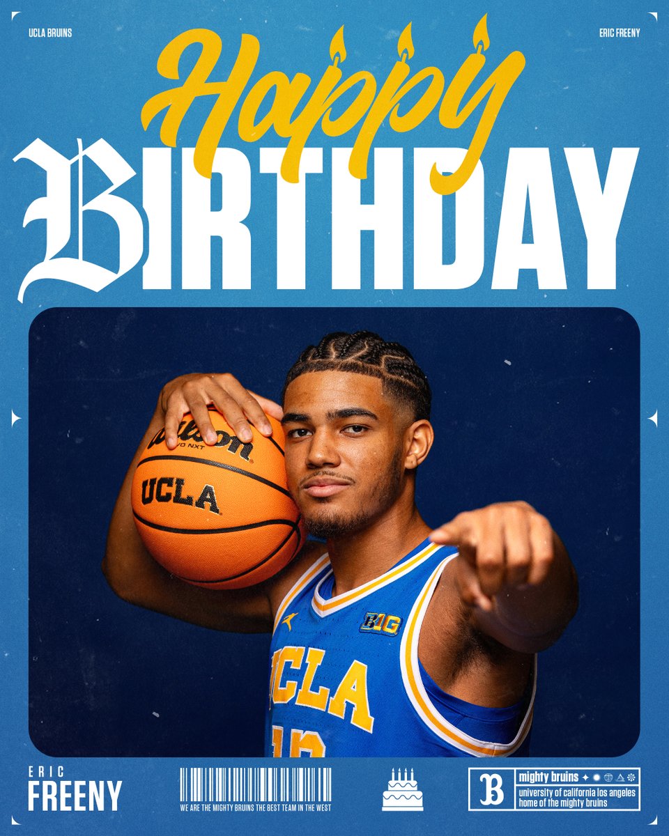 Wishing a 𝙃𝙖𝙥𝙥𝙮 𝘽𝙞𝙧𝙩𝙝𝙙𝙖𝙮 to Bruins' redshirt freshman Eric Freeny‼️

#GoBruins 🏀🥳🎂