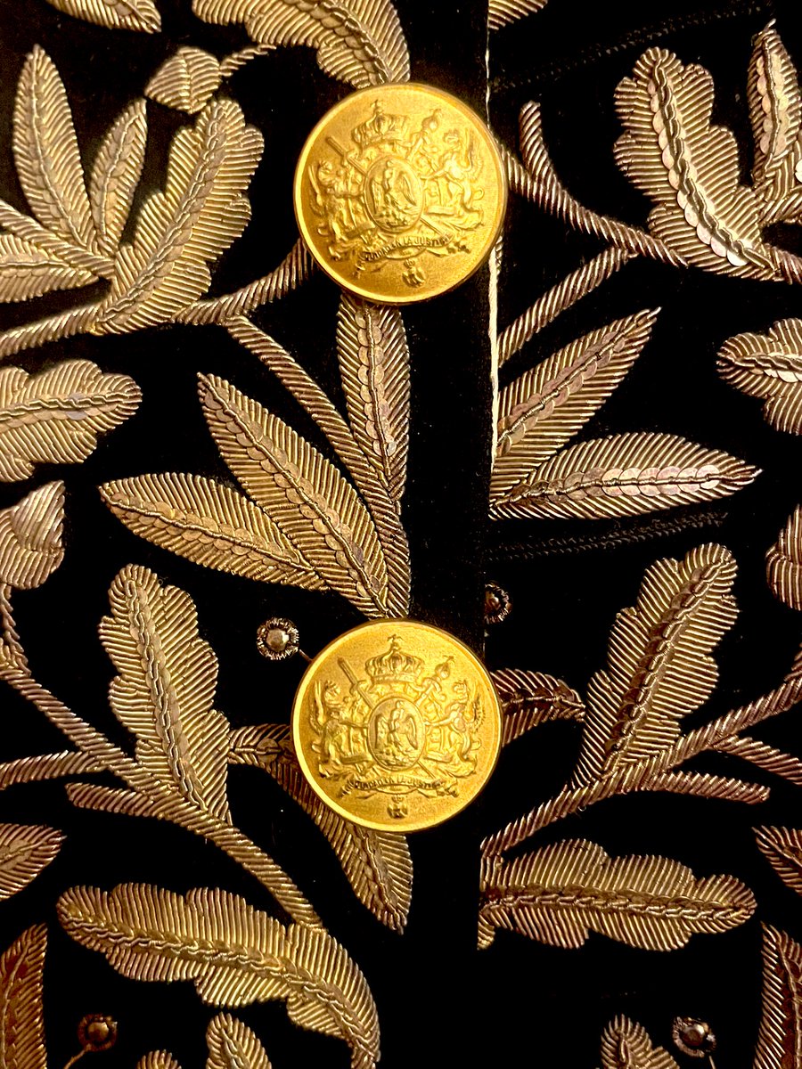 “Hoy envío a Su Majestad unos botones para el frac del uniforme civil que será negro y cuello de terciopelo negro, faldones blancos forrados de raso blanco y botones dorados con las armas imperiales. Espero que he hecho bien, pues creo que así debe ser el uniforme civil de la