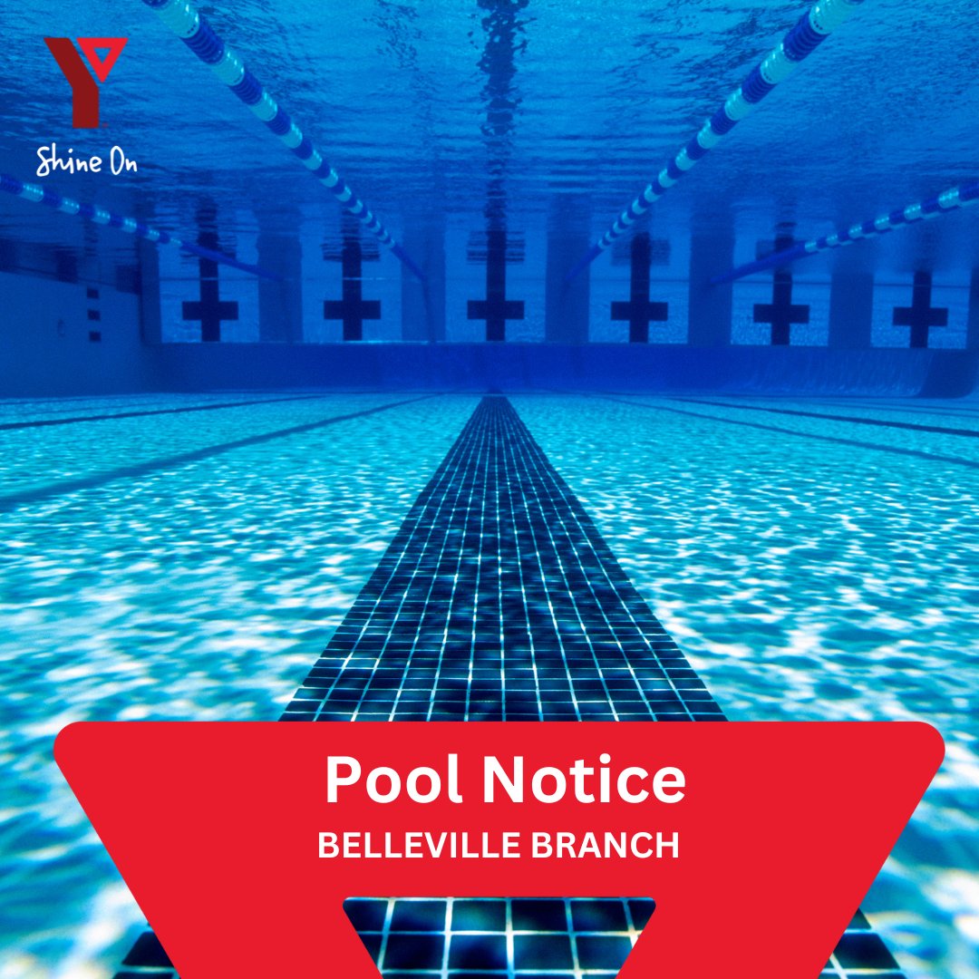 The Pool at the Belleville Branch will close at 1pm today and will be closed until further notice. We will share an update as soon as reopening time is known. Thank you for your patience.