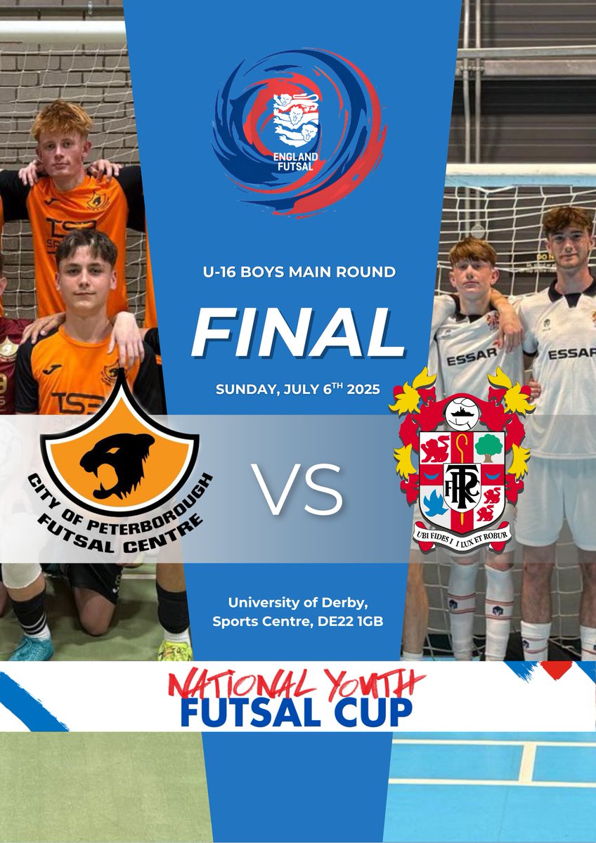 England Futsal (@englandfutsal) on Twitter photo SUNDAY SHOWDOWN ๐ค
<a href="/COPFC2014/">City Of Peterborough Futsal Centre</a> vs <a href="/TranmereRovers/">Tranmere Rovers FC</a>
Your national U16 Boys Main Round finalists ๐
COPFC beat <a href="/F360Bristol/">Futsal 360ยฐ</a> in a 10-7 thriller after Tranmere blazed through against <a href="/CarlisleFutsal/">Carlisle Futsal Club</a> ๐ฅ
This is due to be a classic.
Next stop...Derby ๐ฆ SUNDAY SHOWDOWN ๐ค
<a href="/COPFC2014/">City Of Peterborough Futsal Centre</a> vs <a href="/TranmereRovers/">Tranmere Rovers FC</a>
Your national U16 Boys Main Round finalists ๐
COPFC beat <a href="/F360Bristol/">Futsal 360ยฐ</a> in a 10-7 thriller after Tranmere blazed through against <a href="/CarlisleFutsal/">Carlisle Futsal Club</a> ๐ฅ
This is due to be a classic.
Next stop...Derby ๐ฆ