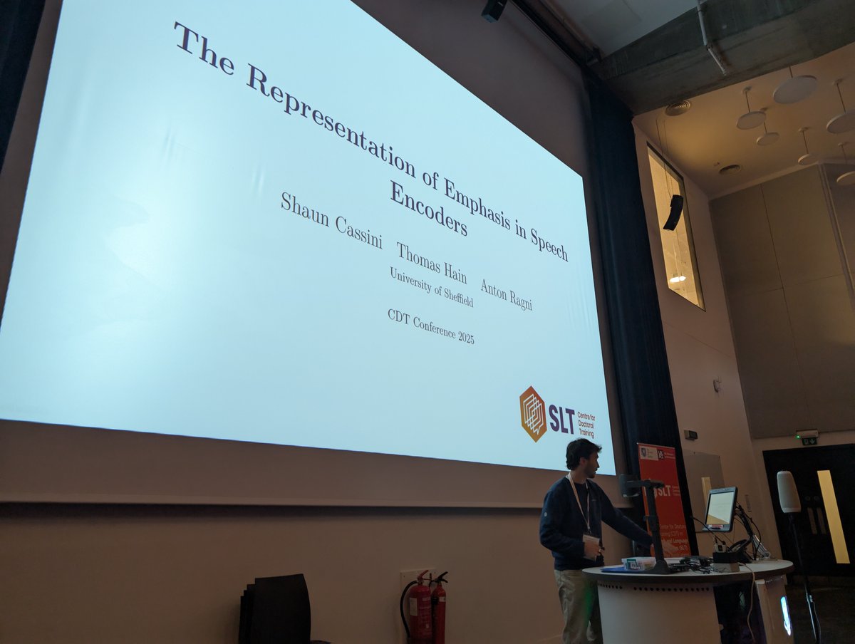 sltcdt's tweet image. Final #PhD #talk of the #SLT #CDT Annual #Conference afternoon is Shaun Cassini with “The Representation of Prosodic Emphasis in Self-Supervised Speech Models”. slt-cdt.sheffield.ac.uk/annual-confere…