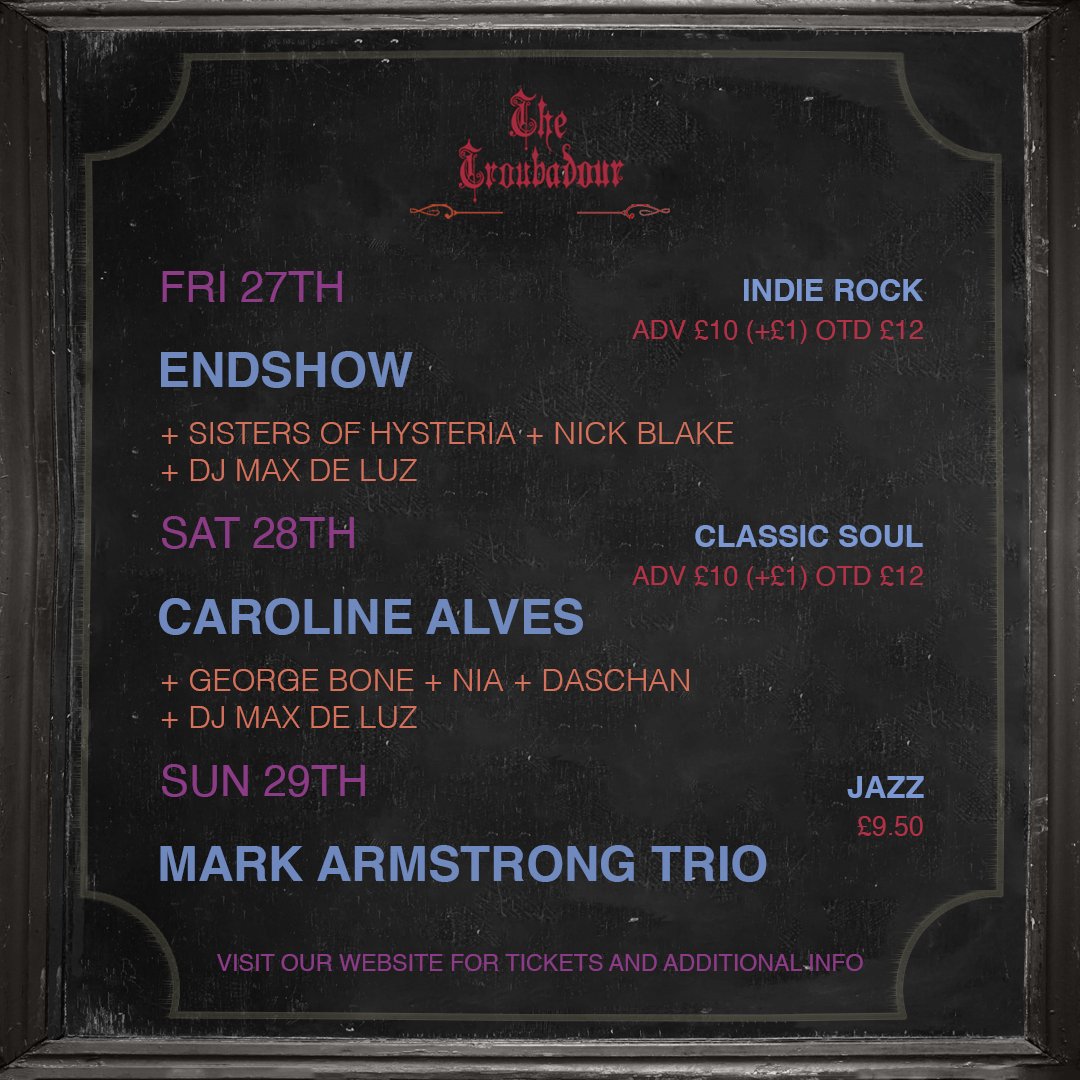 This week's lineup of independent artists 🎶

#earlscourt #supportindependentmusic #livemusic #londonbylondoners