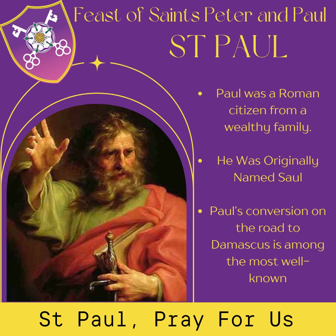 StPetersCC's tweet image. We are looking forward to the Feast of Saints Peter and Paul this Friday! This week the pupils will be learning a little more about our patron saint as part of our celebrations #StPetersSpirit #OneFaith #OneFamily #OneFuture #PatronSaint