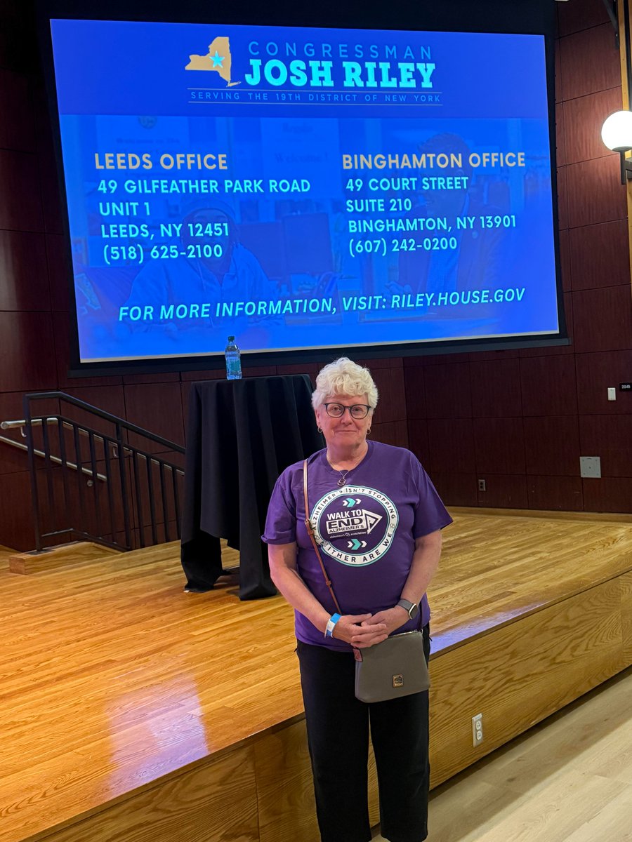 New York State Alzheimer's Advocacy (@nysalz) on Twitter photo Although our advocate was not chosen to ask a question at <a href="/RepRileyNY/">Rep. Josh Riley</a> town hall last week, she wore her purple shirt to send a message--individuals and families dealing with Alzheimer's want Rep. Riley to do all he can to support them and #ENDALZ! <a href="/ALZ_NENY/">Alzheimer's NENY</a> #NYSAlzAdvocacy Although our advocate was not chosen to ask a question at <a href="/RepRileyNY/">Rep. Josh Riley</a> town hall last week, she wore her purple shirt to send a message--individuals and families dealing with Alzheimer's want Rep. Riley to do all he can to support them and #ENDALZ! <a href="/ALZ_NENY/">Alzheimer's NENY</a> #NYSAlzAdvocacy