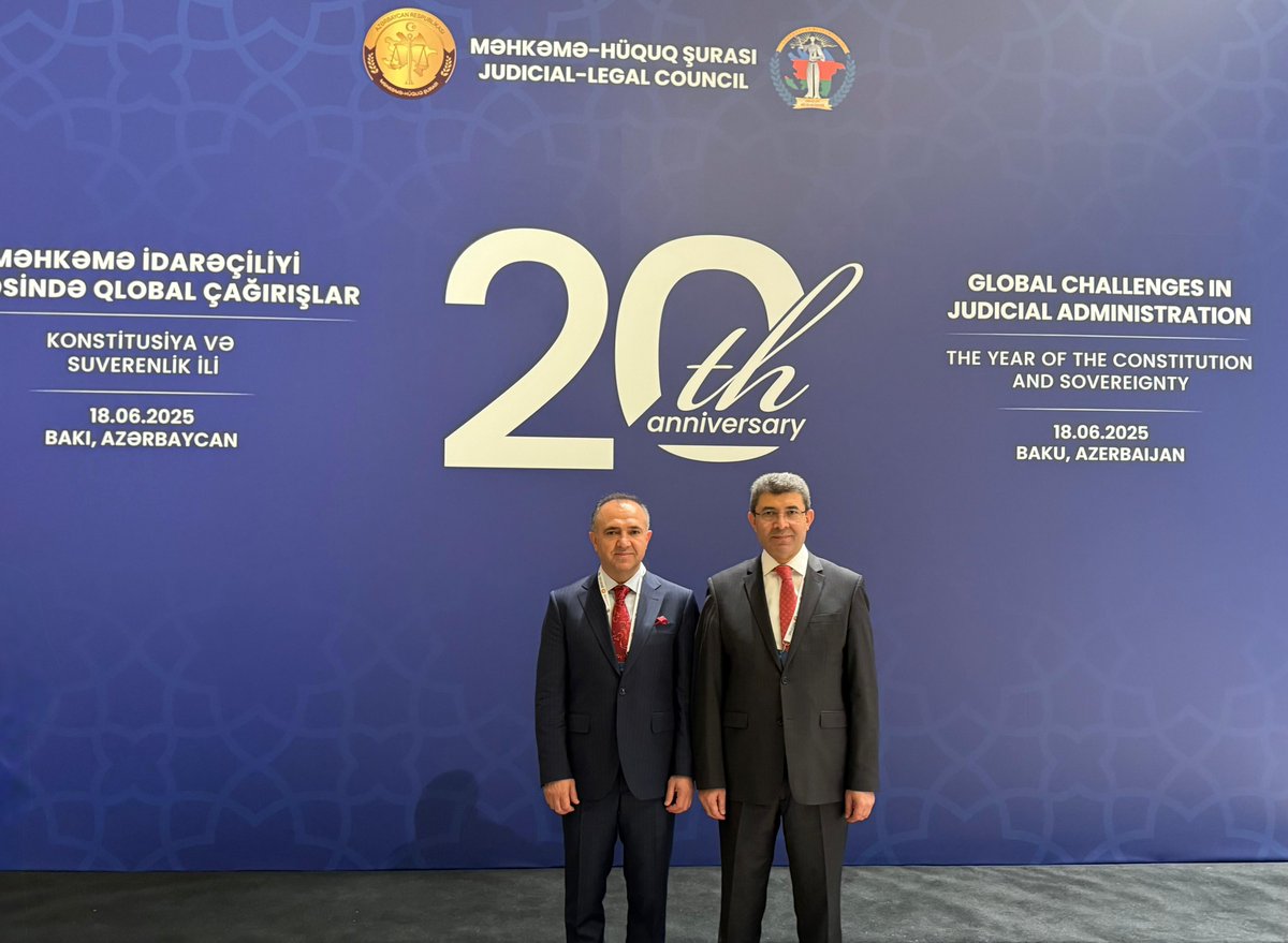 Başkanvekilimiz Sayın Fuzuli Aydoğdu ve Genel Sekreterimiz Sayın Atila Öztürk, Azerbaycan Cumhuriyeti Mahkeme-Hukuk Şurası'nın kuruluşunun 20. yılı vesilesiyle düzenlenen ‘Yargı Yönetiminde Küresel Zorluklar’ başlıklı uluslararası konferansa katıldılar. hsk.gov.tr/uluslararasi-k…
