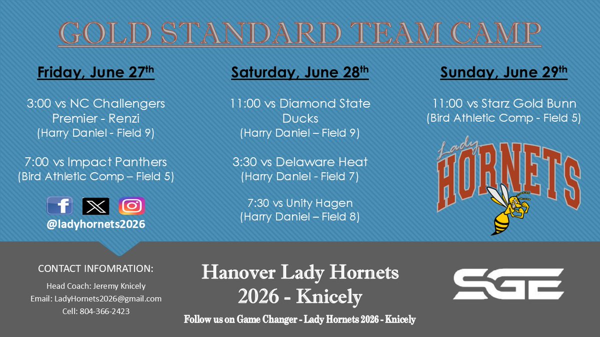 Lady Hornets 2026 (@ladyhornets2026) on Twitter photo Looking forward to another Showcase this weekend at the <a href="/StarzGoldEvents/">Starz Gold Events</a> Summer Team Camp. Luckily this one is a little closer to home. Come out and see us! ππͺπ₯ Looking forward to another Showcase this weekend at the <a href="/StarzGoldEvents/">Starz Gold Events</a> Summer Team Camp. Luckily this one is a little closer to home. Come out and see us! ππͺπ₯