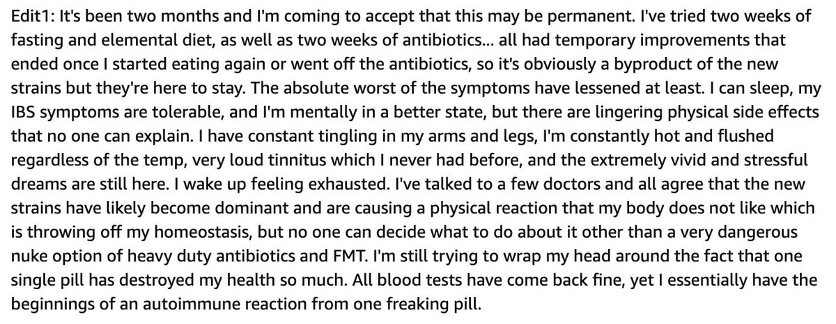 AnikiRip's tweet image. Stumbled upon the most horrifying Amazon review today for a probiotic
The other reviews for this product have 1-2 upvotes, this one has 550
I did not purchase