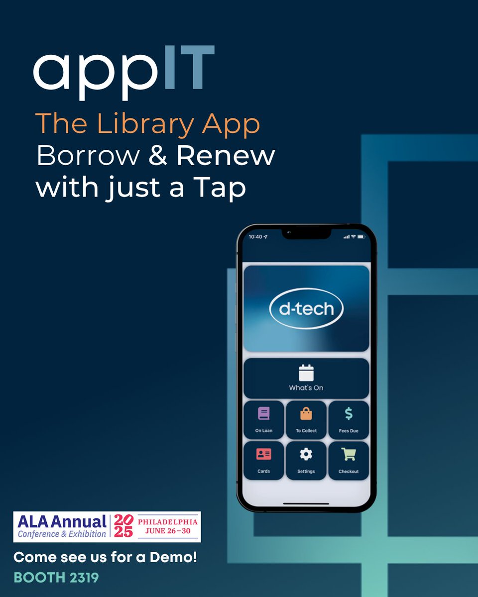 Dtechdirect's tweet image. Join us at Booth 2319 in Philadelphia from June 26 – June 30 to explore our latest library technology solutions. Let’s talk about the future of self-service, security, and innovation in libraries. hashtag

#ALAAC25 #selfcheckapp #libraryrfid #smartlockers #mobileselfccheck