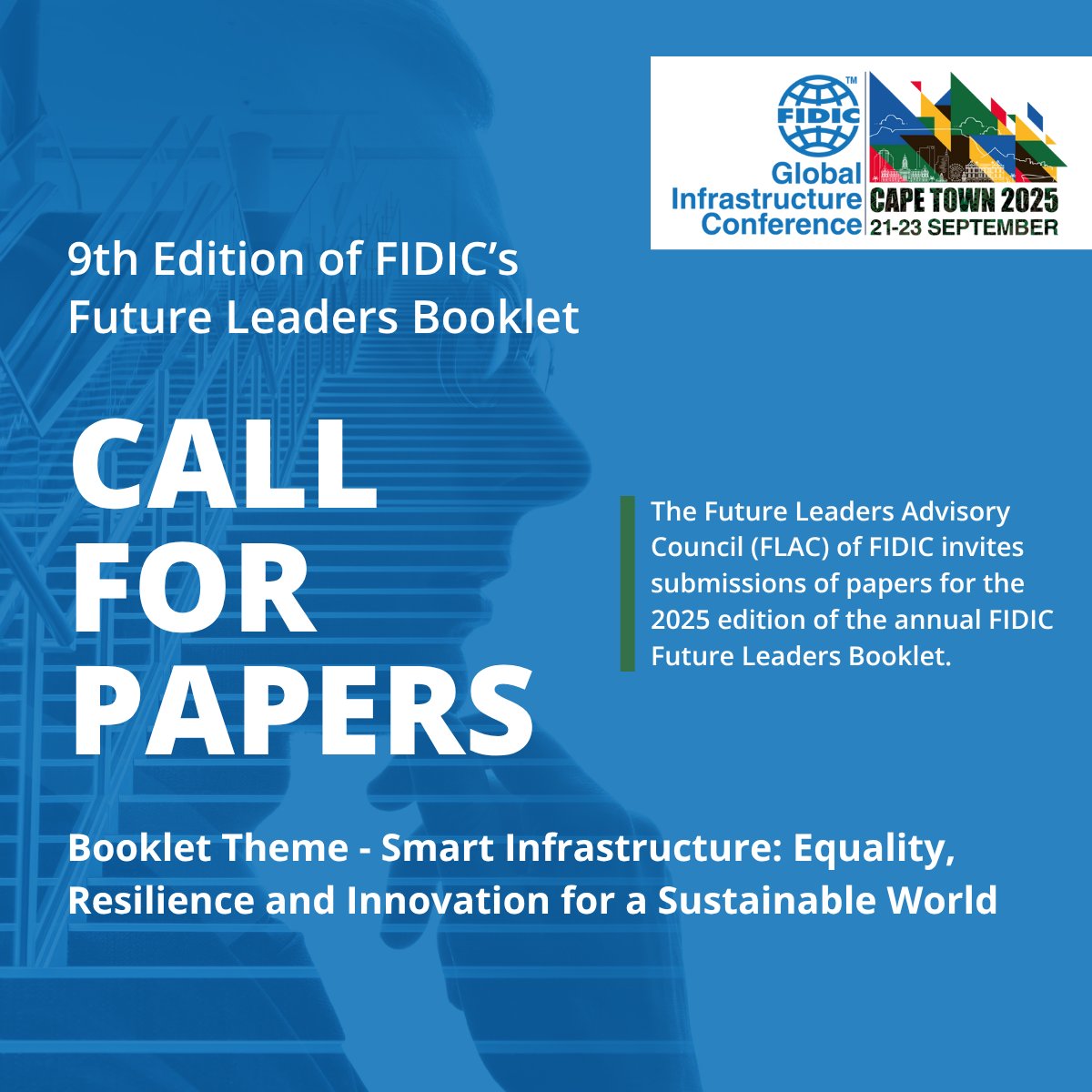 FIDIC's tweet image. ✍️ Under 5 days to go!
Are you a rising voice in infrastructure? Submit your paper for FIDIC’s Future Leaders Booklet – launching at #FIDICGIC25 in Cape Town 🌍
📌 Theme: Smart infrastructure for equality, resilience & innovation.
📩 Submit now: fidic.org/node/32998…