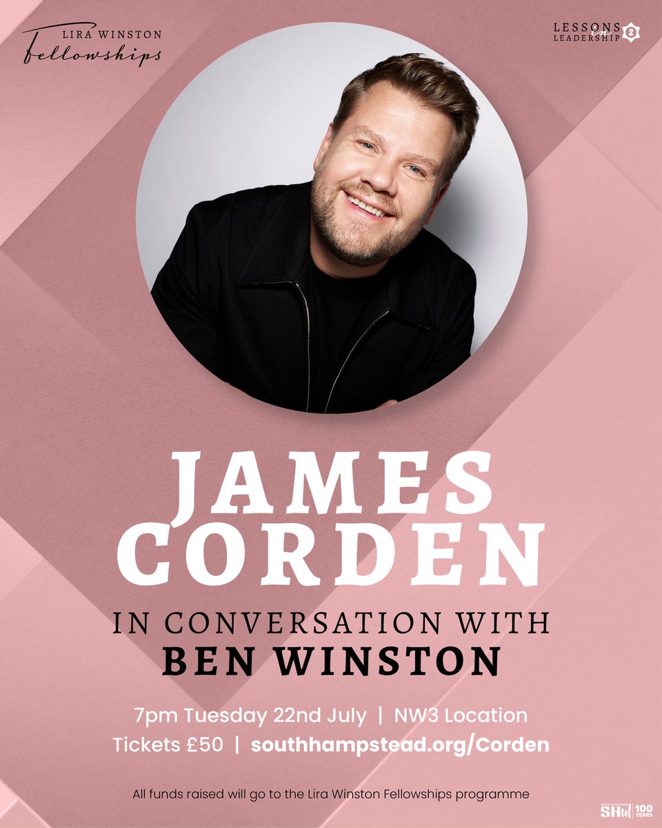 We’re delighted to be hosting an event for the Lira Winston Fellowships.

<a href="/benwinston/">Ben Winston</a> will be in conversation with James Corden for a one-off, intimate and honest conversation between friends and partners. 

Limited tickets, book now at southhampstead.org/corden